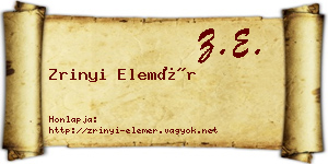 Zrinyi Elemér névjegykártya