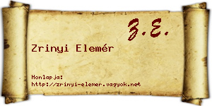 Zrinyi Elemér névjegykártya